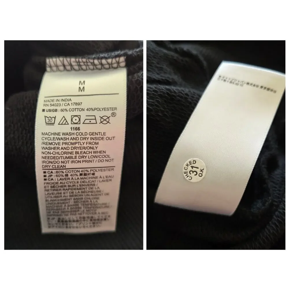 Banana Republic Men's Logoed Print Black Garment Dye Hoodie Sweatshirt NWOT✨️M